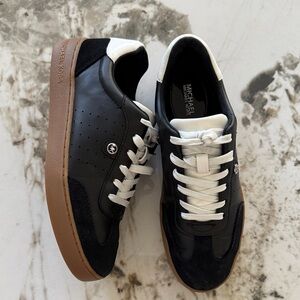 Michael Kors Black and White Sneakers with Brown Sole